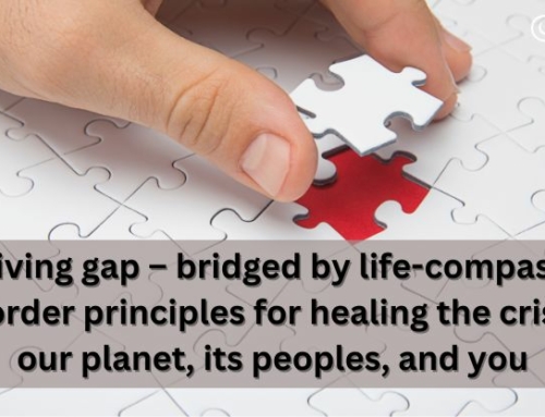 The living gap – bridged by life-compassion: first order principles for healing the crises of our planet, its peoples, and you